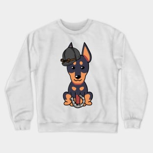 Funny Guard dog is ready to ride a horse Crewneck Sweatshirt